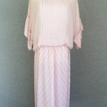 Beaded - Pink - Gold/Silver - Cocktail Dress - 2-Piece - by Judith Ann Creations - Marked Medium 