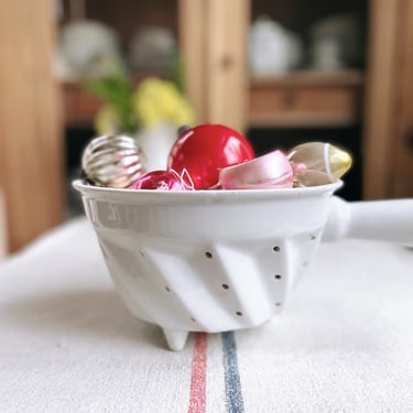 Beautiful vintage French ironstone colander, berry bowl 