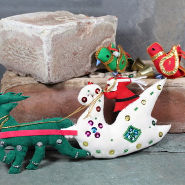 Vintage Asian Felt Christmas Ornaments | Set of 3 | Vintage Christmas Ornaments from Thailand 