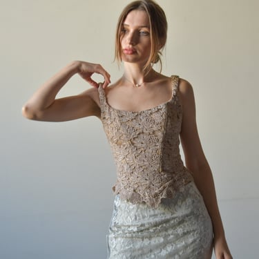 6998t / soutache embroidered lace boned corset 