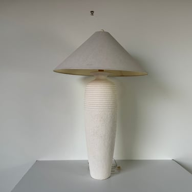 80's Tall - Postmodern Sculptural Ribbed Urn Plaster Table Lamp 