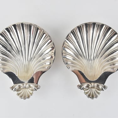 RF Inc. Sheffield Reproduction Silver Plated Shell Trays Set of Two 