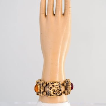 Fierce 1960's Tortolani Dragon Stone Statement Bracelet