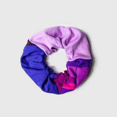 purple 'all-over reroll' scrunchie