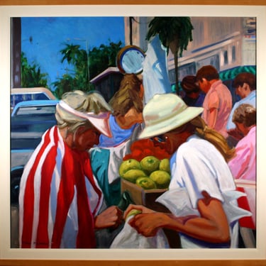 Diane Postula Levine Wednesday Santa Monica Mart Signed Oil Painting 1988 Framed 