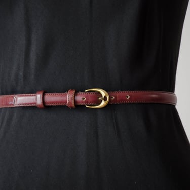 oxblood leather belt | 70s 80s vintage Dooney & Bourke skinny cordovan burgundy leather belt 