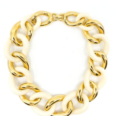 Givenchy Ivory and Goldtone Chain Collar Necklace