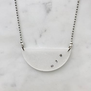 Half Circle Art Deco Inspired Necklace | Swarovski Crystals | Sterling Silver Finish | Resin Necklace | Half Circle Necklace 