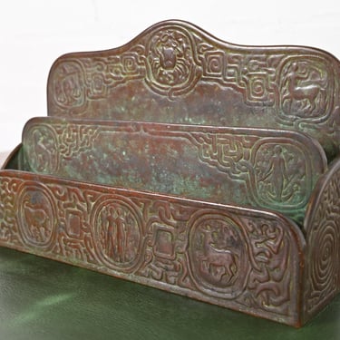 Tiffany Studios New York Zodiac Pattern Bronze Letter Rack