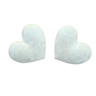 The Pink Reef Oversized Puff Heart Stud in Pearl