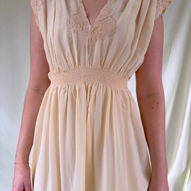 1930's Cream Silk Slip with Cream Lace