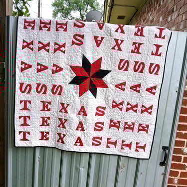 Vintage 1992 Judi Boisson Signed TEXAS  Cotton Quilt / Throw / Blanket / 44