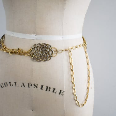 1960s/70s Gold Metal Flower and Chain Hip Belt 