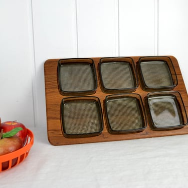 DIGSMED menage serving bowls tray Denmark 60s teak Danish vintage mid century serving bar cabaret serving bowls 