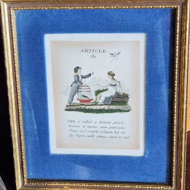 Antique Print~"ARTICLE THE" Framed Victorian Print 