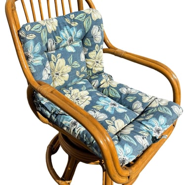 Restored Rattan Double-Strand Swivel Seat Lounge Chairv 