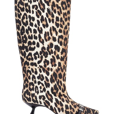 Ganni Animal Print Fabric Boots Women