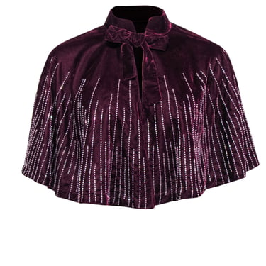 Free People - Wine Red Crushed Velvet Caplet w/ Beading OS