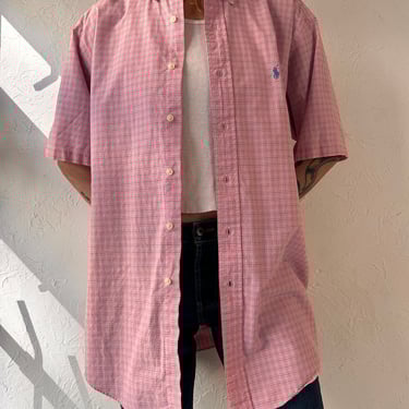 90s 'Ralph Lauren' Pink Short Sleeve Button Up Shirt / Medium 