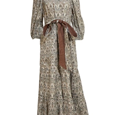 Tuckernuck - Beige, Brown, & Teal Paisley Print Maxi Dress Sz L