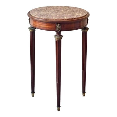 Late 19th century Antique French Regency Marble Top Side Table 