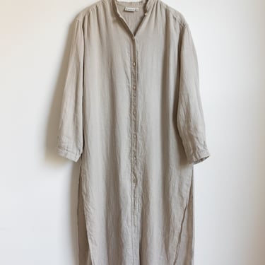 Vintage Linen Pearl Button Long Tunic