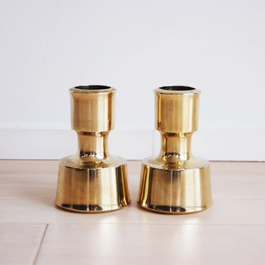 Pair of Vintage Dansk Designs Brass Candle Holders Jens Quistgaard Made in France 1960s 