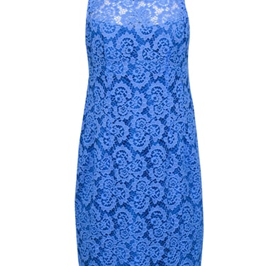 Nanette Lepore - Periwinkle Blue Floral Lace Sheath Dress w/ Crisscross Back Sz 8