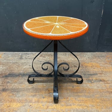 Rare + Vintage Gamma Associates Orange Slice Lucite Side Table Pedestal 