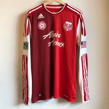 2010 adidas Portland Timbers Rose City Red Authentic Long-Sleeve Soccer Jersey