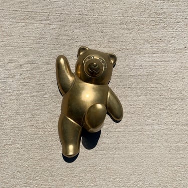Vintage Brass Teddy Bear Hook 