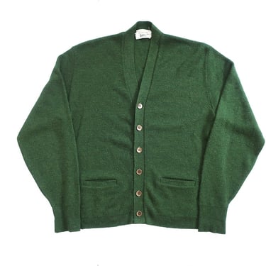 vintage cardigan / green cardigan / 1950s Campus acrylic green grandpa Kurt Cobain cardigan XL 