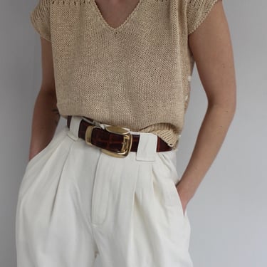 Vintage Sand Silk Cap Sleeve Knit