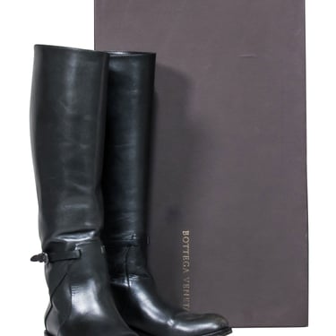 Bottega Veneta - Black Leather Tall Riding Boots Sz 6.5