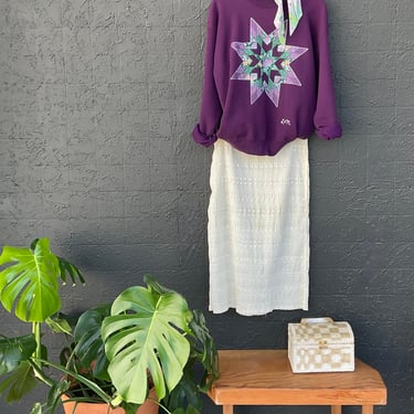 1980s Purple Star Burst Quilt Sweatshirt
