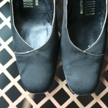 Vintage Black Satin Bonwit Teller Pumps 