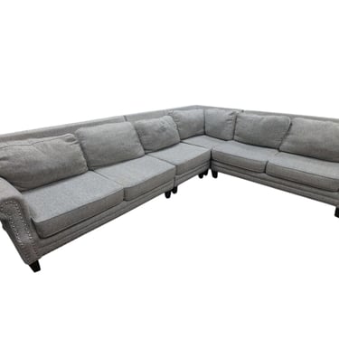 Light Gray Modular Studded Cloth Sectional