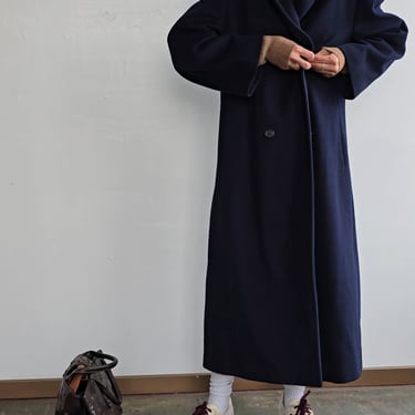 Navy Double Breasted Overcoat (L)