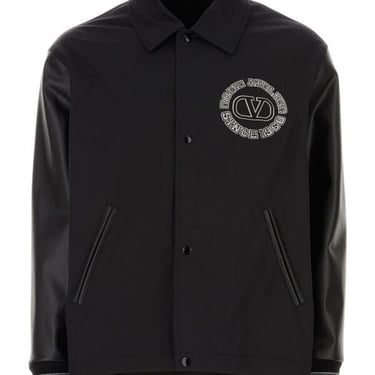 Valentino Garavani Men Black Polyester Blend Windbreaker