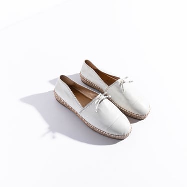 PRADA White Leather Espadrille Loafers (Sz. 39.5)