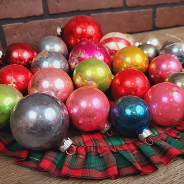 24 Vintage Glass Christmas Ornaments 