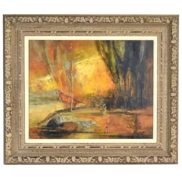 Rudi Klimpert “The Old Sail” Vintage Midcentury Modern Abstract Oil Painting 