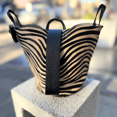 Navigli bag, beige zebra calfskin