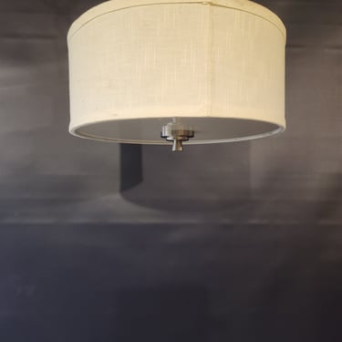 Contemporary Round SemiFlush Light with Cloth Shade 12