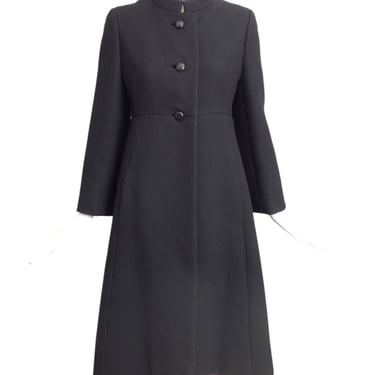 GEORGE HALLEY- 1960s Black Wool Coat, Size 4