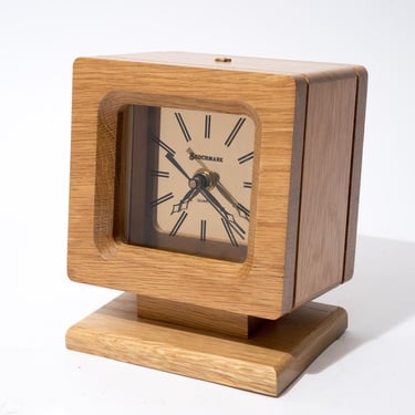 Vintage Desk Clock Oak Case from Allegheny Ludlum Steel Mill 1980s 1990s 