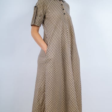 1970's COLLECTION DE MODES plaid a-line dress