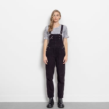 BLACK CORDUROY OVERALLS Vintage Cotton Women 90's Oversize Baggy / Small 