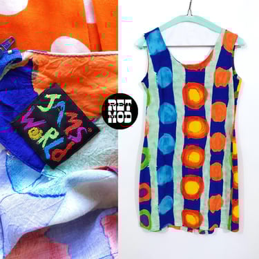 Awesome Vintage 90s Colorful Circles Mini Dress by Jams World 