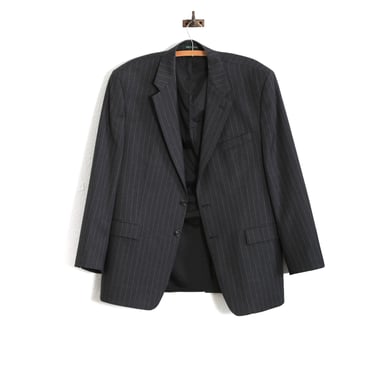 Ralph Lauren suit jacket | Vintage Mens Lauren Ralph Lauren gray pinstriped Notch Lapel pure wool blazer 